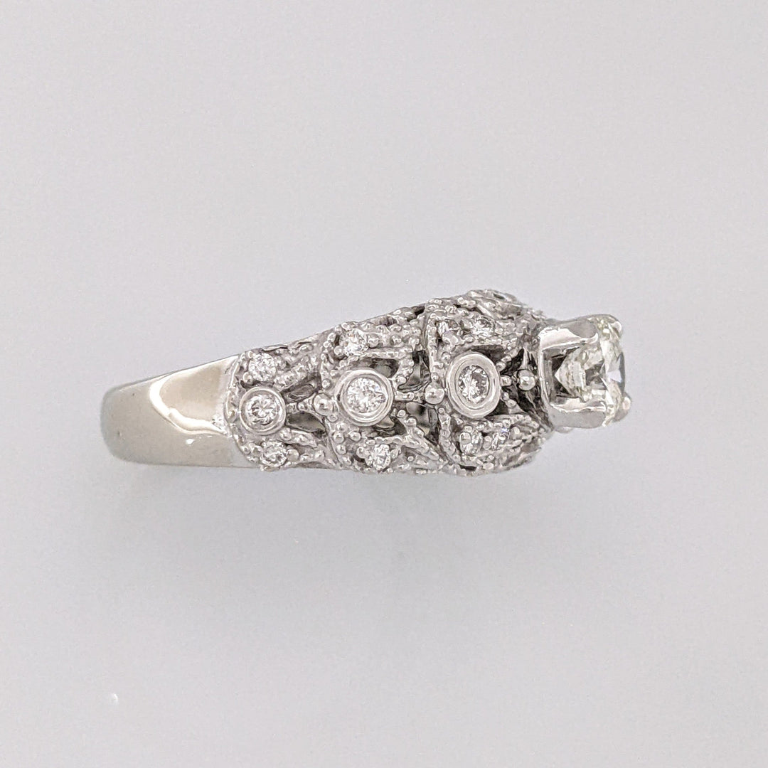 14k WHITE .93 CARAT TOTAL WEIGHT VS2 L DIAMOND ROUND (25) ESTATE RING 6.9 GRAMS