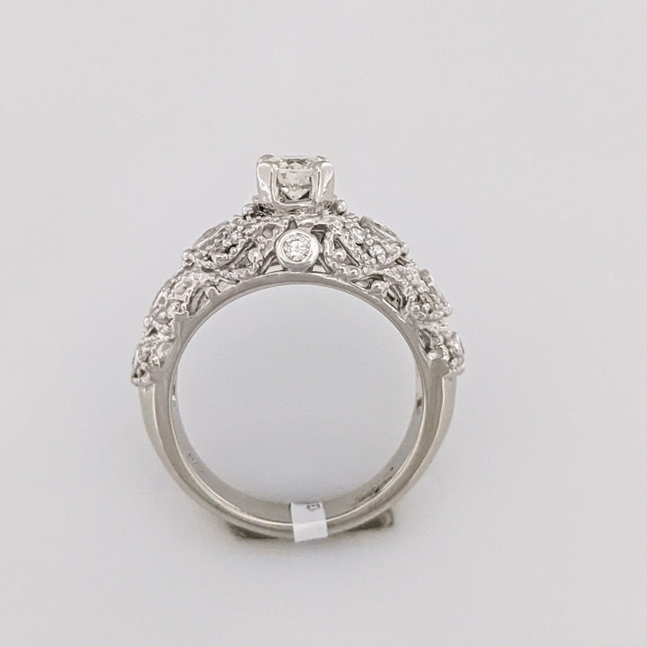 14k WHITE .93 CARAT TOTAL WEIGHT VS2 L DIAMOND ROUND (25) ESTATE RING 6.9 GRAMS