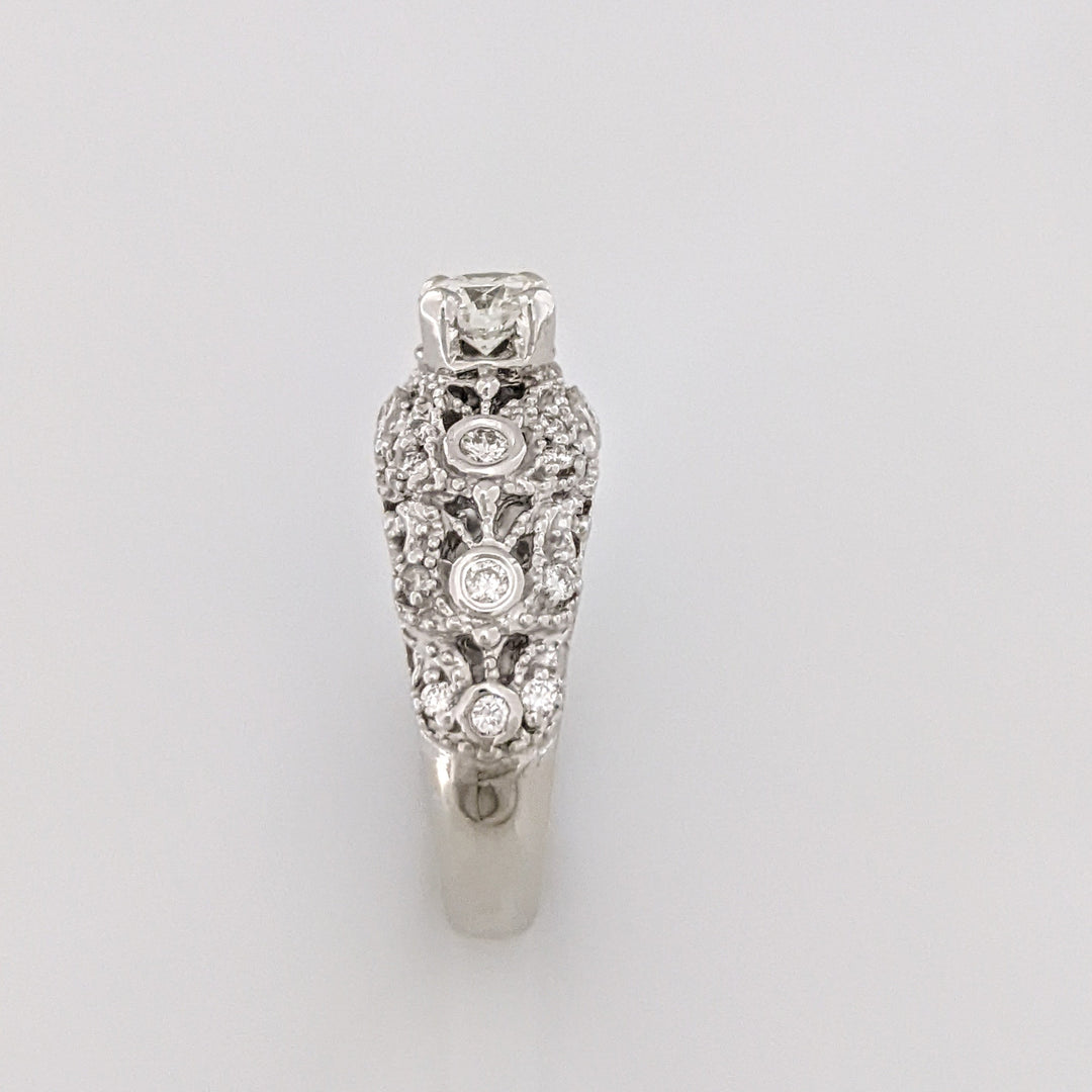 14k WHITE .93 CARAT TOTAL WEIGHT VS2 L DIAMOND ROUND (25) ESTATE RING 6.9 GRAMS