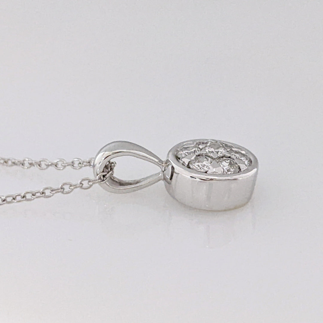 18K WHITE .21 CARAT TOTAL WEIGHT VS1 G DIAMOND ROUND (7) ESTATE CLUSTER PENDANT & CHAIN 2.8 GRAMS
