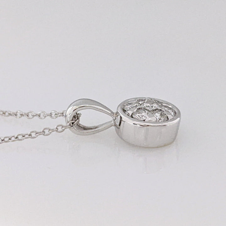 18K WHITE .21 CARAT TOTAL WEIGHT VS1 G DIAMOND ROUND (7) ESTATE CLUSTER PENDANT & CHAIN 2.8 GRAMS