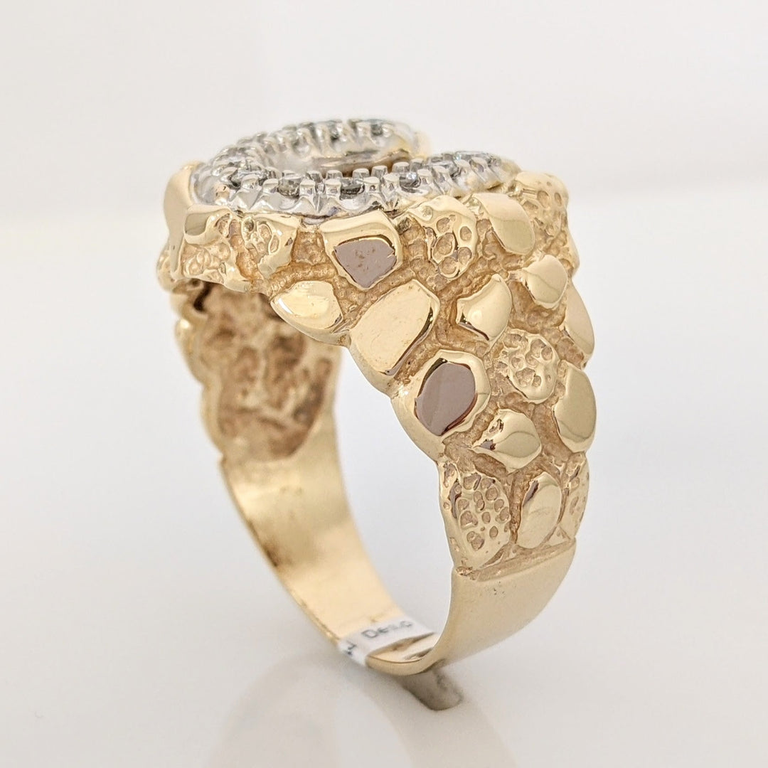 14K .22 CARAT TOTAL WEIGHT SI2 H DIAMOND ROUND (11) HORSESHOE NUGGET ESTATE RING 10.4 GRAMS