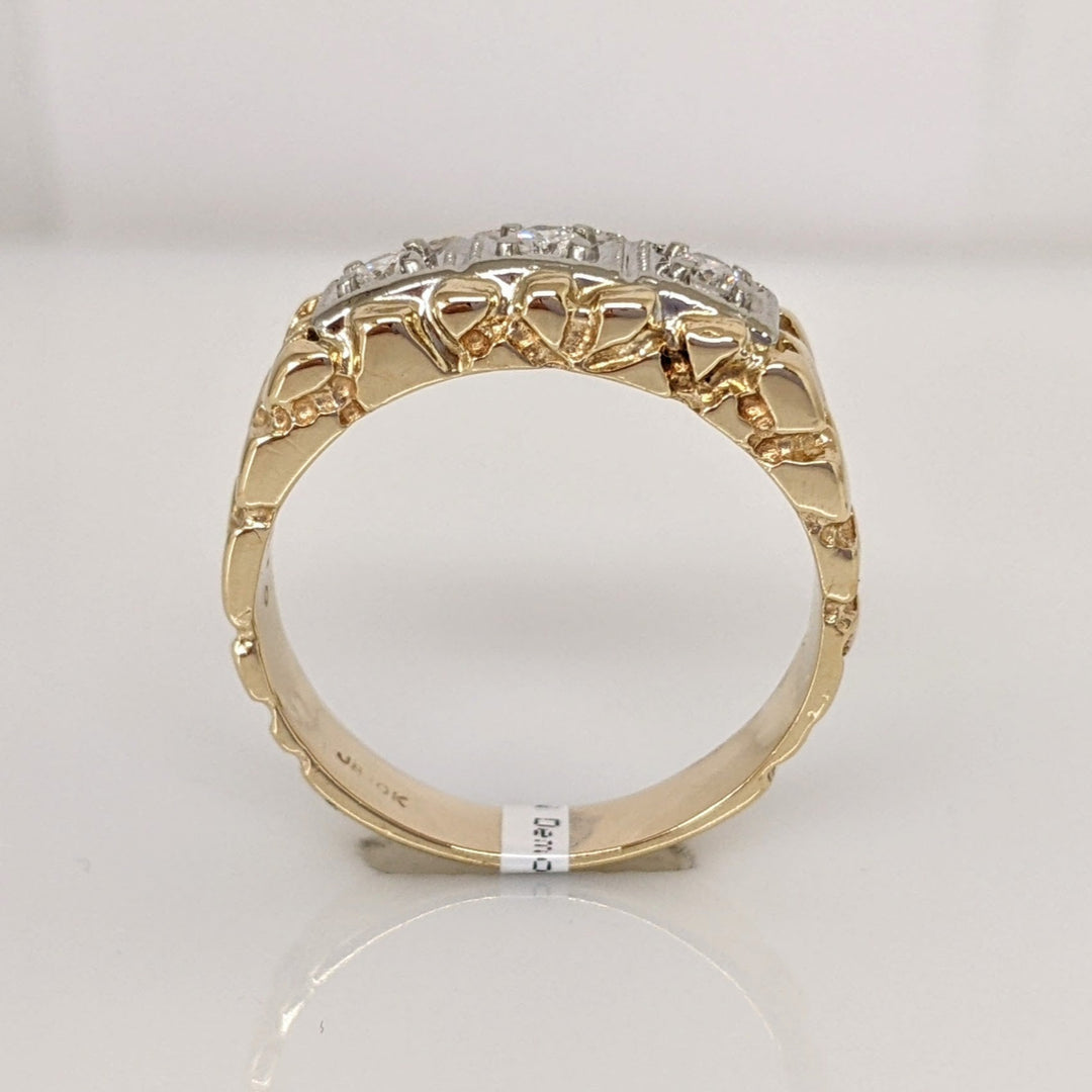 14K .18 CARAT TOTAL WEIGHT SI2 I DIAMOND ROUND (3) ESTATE NUGGET RING 4.8 GRAMS