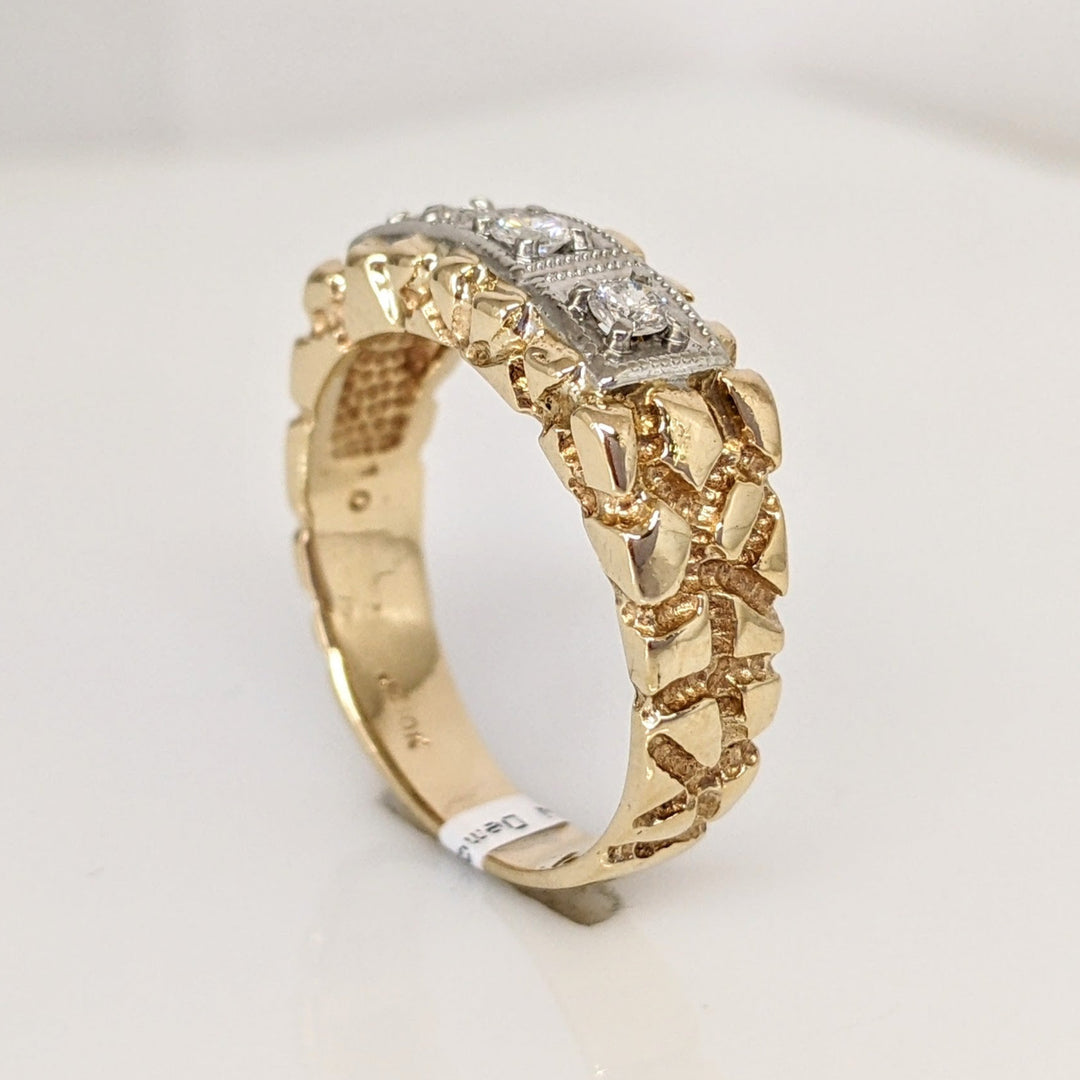 14K .18 CARAT TOTAL WEIGHT SI2 I DIAMOND ROUND (3) ESTATE NUGGET RING 4.8 GRAMS