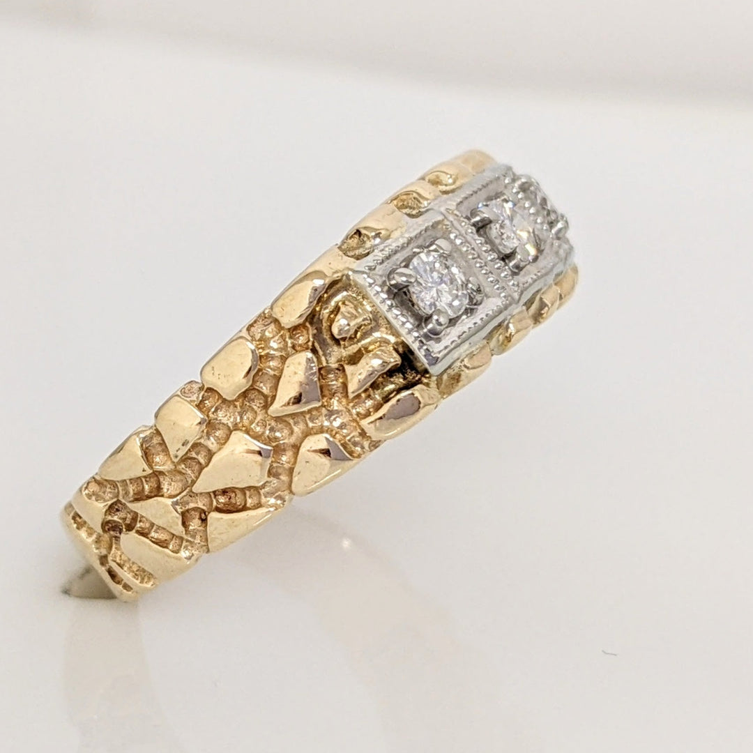 14K .18 CARAT TOTAL WEIGHT SI2 I DIAMOND ROUND (3) ESTATE NUGGET RING 4.8 GRAMS
