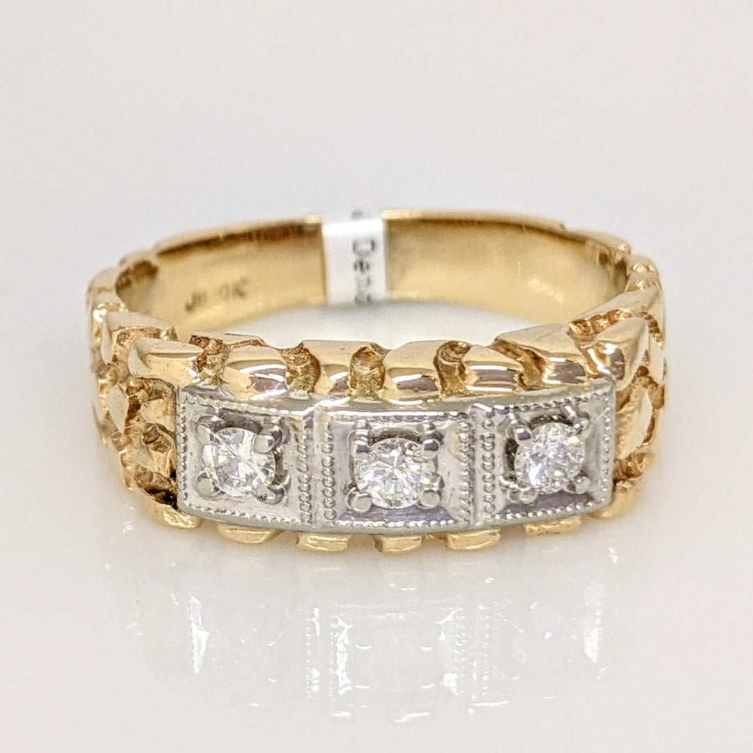 14K .18 CARAT TOTAL WEIGHT SI2 I DIAMOND ROUND (3) ESTATE NUGGET RING 4.8 GRAMS