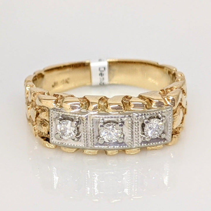 14K .18 CARAT TOTAL WEIGHT SI2 I DIAMOND ROUND (3) ESTATE NUGGET RING 4.8 GRAMS