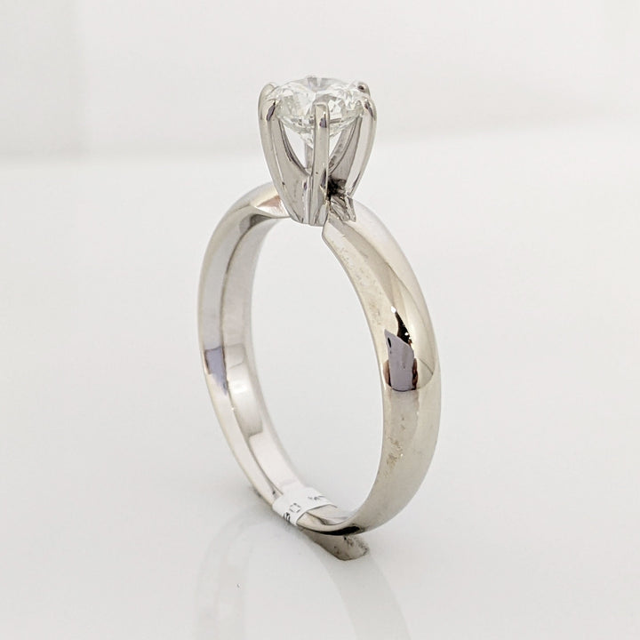 14K WHITE .61 CARAT TOTAL I1 H DIAMOND SOLITAIRE 6-PRONG ESTATE RING 3.9 GRAMS