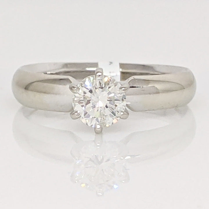 14K WHITE .61 CARAT TOTAL I1 H DIAMOND SOLITAIRE 6-PRONG ESTATE RING 3.9 GRAMS