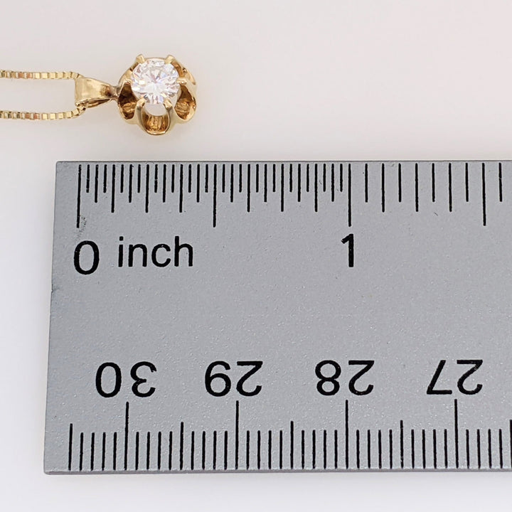 14K .36 CARAT TOTAL WEIGHT VS1 H DIAMOND ROUND ESTATE PENDANT & CHAIN 2.5 GRAMS