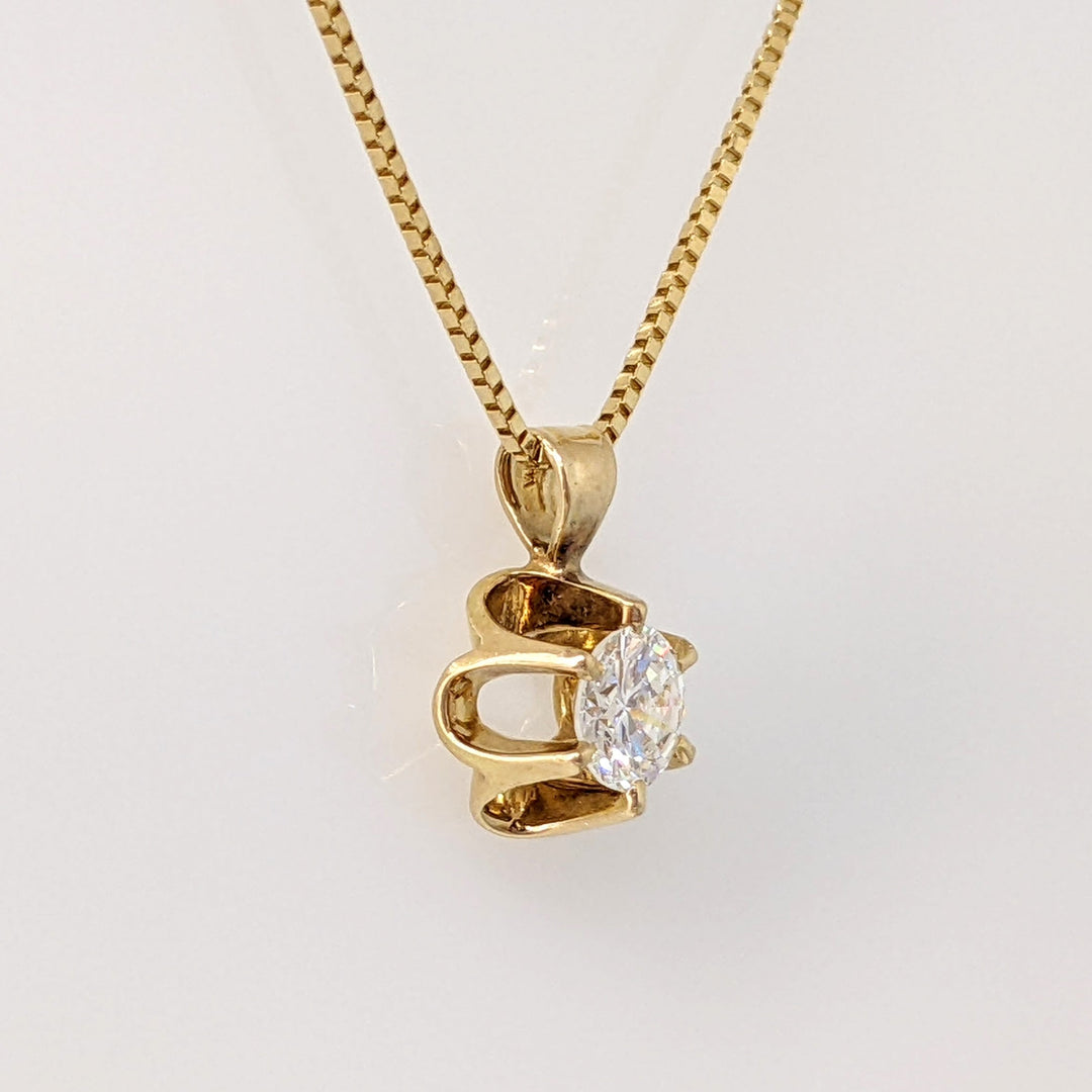 14K .36 CARAT TOTAL WEIGHT VS1 H DIAMOND ROUND ESTATE PENDANT & CHAIN 2.5 GRAMS