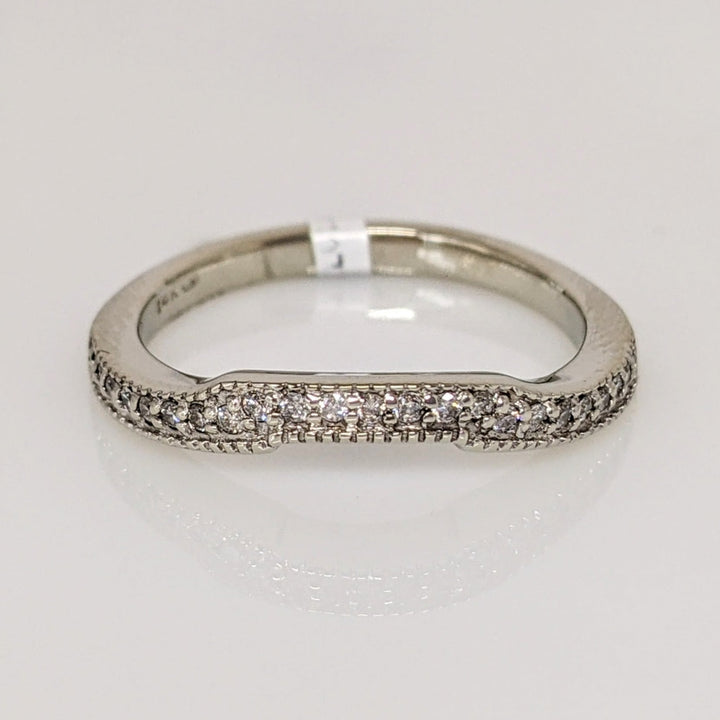 14K WHITE .16 CARAT TOTAL WEIGHT DIAMOND ROUND KNOTCHED ESTATE BAND 3.0 GRAMS