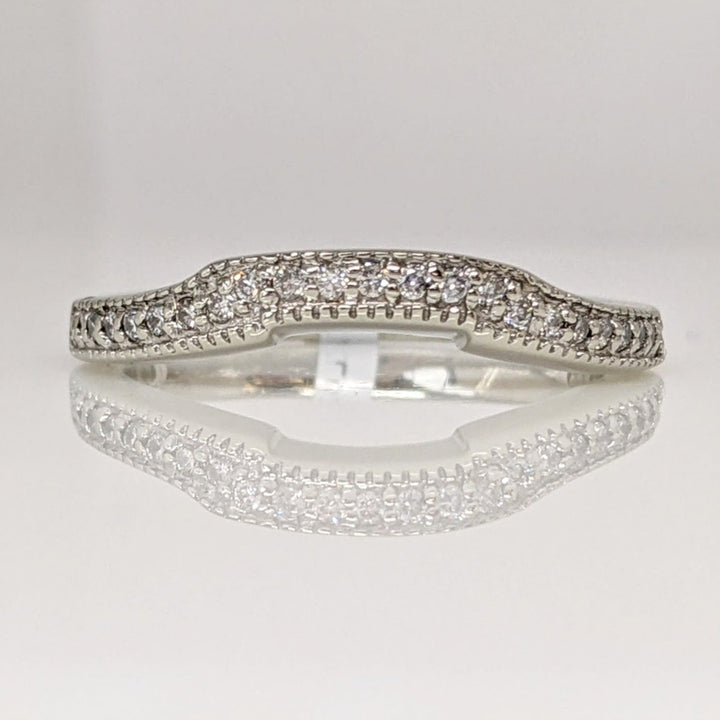 14K WHITE .16 CARAT TOTAL WEIGHT DIAMOND ROUND KNOTCHED ESTATE BAND 3.0 GRAMS