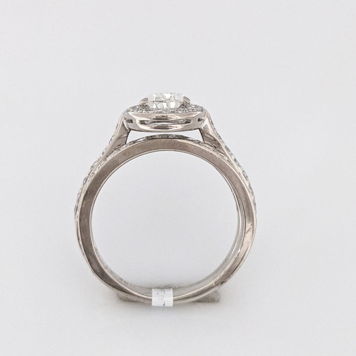 18K WHITE .83 CARAT TOTAL SI2 F DIAMOND PEAR WITH ROUNDS ESTATE RING/ BAND SET