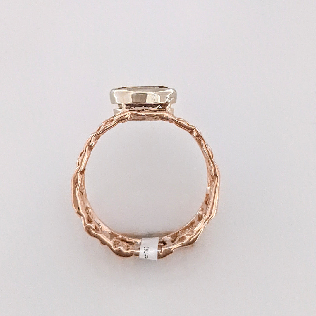 14K ROSE PINK TOURMALINE OVAL 6X8 BEZE SET OPEN SHANK ESTATE RING 4.3 GRAMS