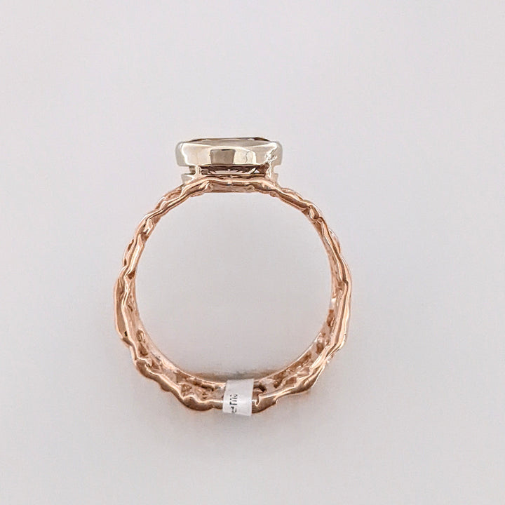 14K ROSE PINK TOURMALINE OVAL 6X8 BEZE SET OPEN SHANK ESTATE RING 4.3 GRAMS