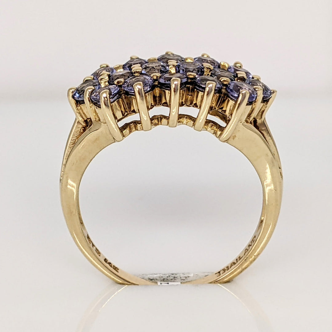 14K TANZANITE ROUND (16) 3-3.2MM ESTATE RING 5.0 GRAMS