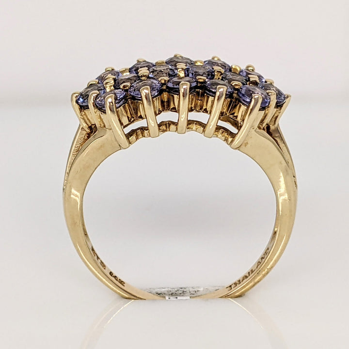 14K TANZANITE ROUND (16) 3-3.2MM ESTATE RING 5.0 GRAMS