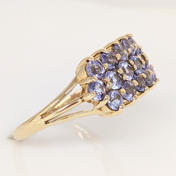 14K TANZANITE ROUND (16) 3-3.2MM ESTATE RING 5.0 GRAMS