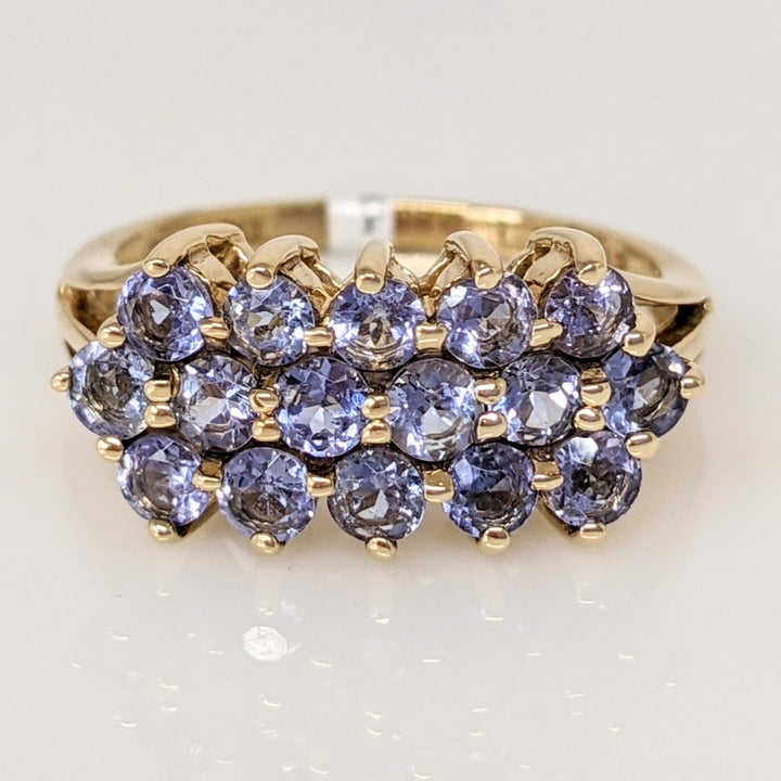 14K TANZANITE ROUND (16) 3-3.2MM ESTATE RING 5.0 GRAMS