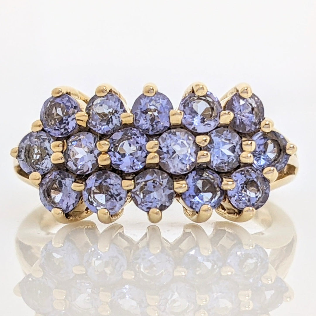 14K TANZANITE ROUND (16) 3-3.2MM ESTATE RING 5.0 GRAMS
