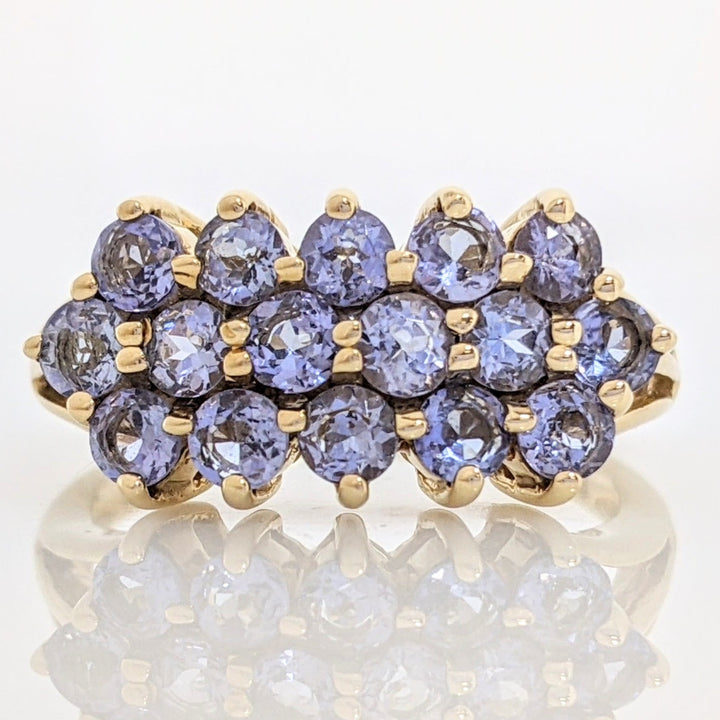 14K TANZANITE ROUND (16) 3-3.2MM ESTATE RING 5.0 GRAMS
