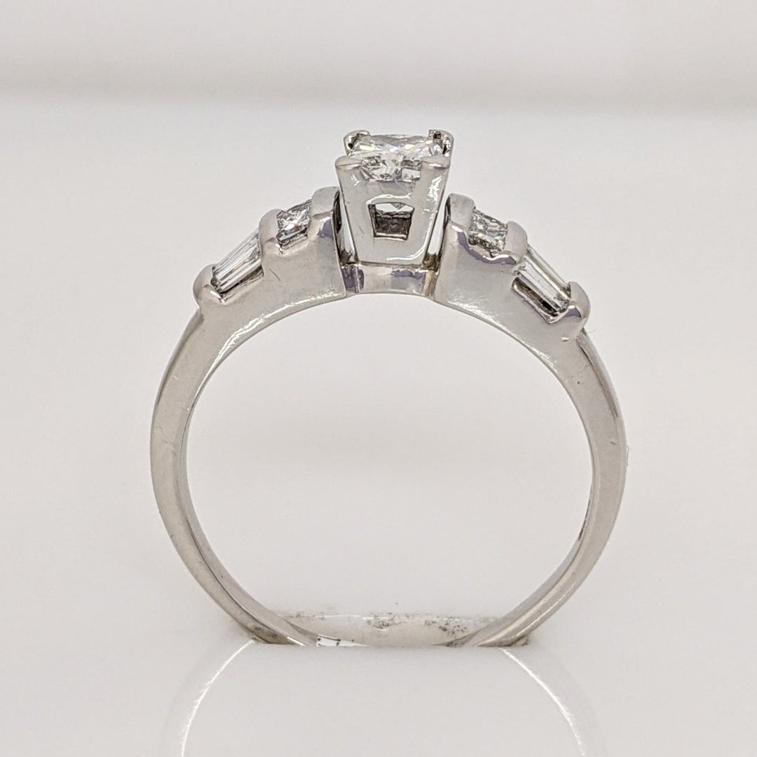 PLATINUM .62 CARAT TOTAL WEIGHT SI2 I DIAMOND PRINCESS CUT (5) BAGUETTE (6) ESTATE RING 4.3 GRAMS