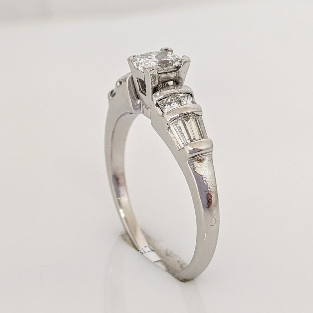 PLATINUM .62 CARAT TOTAL WEIGHT SI2 I DIAMOND PRINCESS CUT (5) BAGUETTE (6) ESTATE RING 4.3 GRAMS