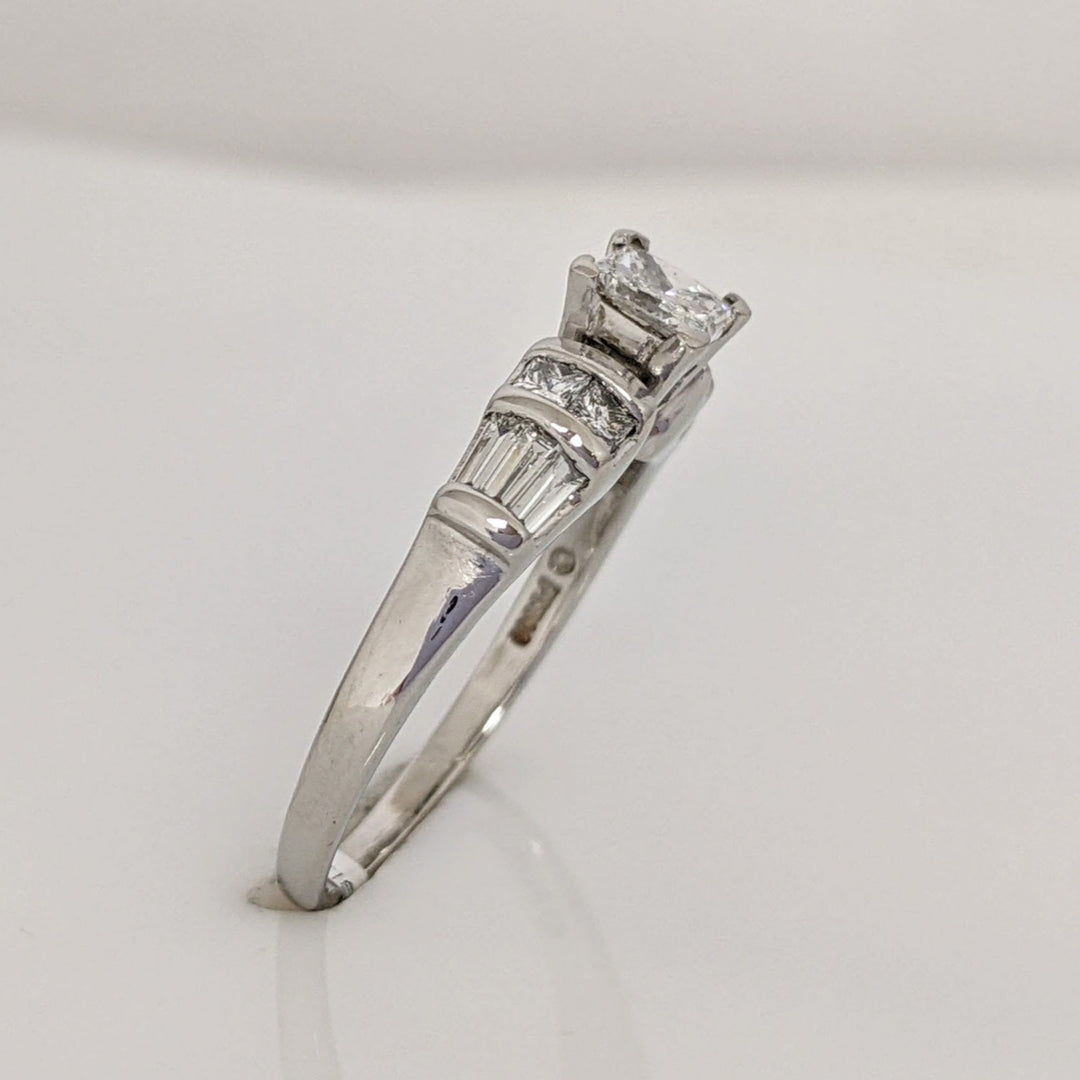 PLATINUM .62 CARAT TOTAL WEIGHT SI2 I DIAMOND PRINCESS CUT (5) BAGUETTE (6) ESTATE RING 4.3 GRAMS