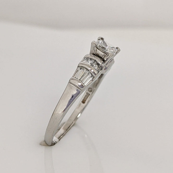 PLATINUM .62 CARAT TOTAL WEIGHT SI2 I DIAMOND PRINCESS CUT (5) BAGUETTE (6) ESTATE RING 4.3 GRAMS