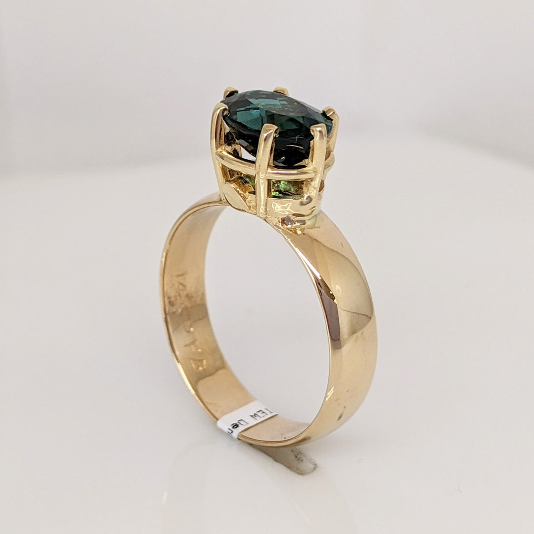 14K GREEN TOURMALINE OVAL 7X10 ESTATE RING 4.9 GRAMS
