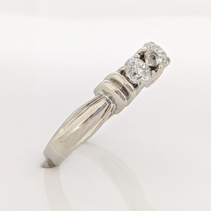14K WHITE 1.00 CARAT TOTAL WEIGHT I2 I DIAMOND ROUND (3) ESTATE TRINITY RING 4.0 GRAMS