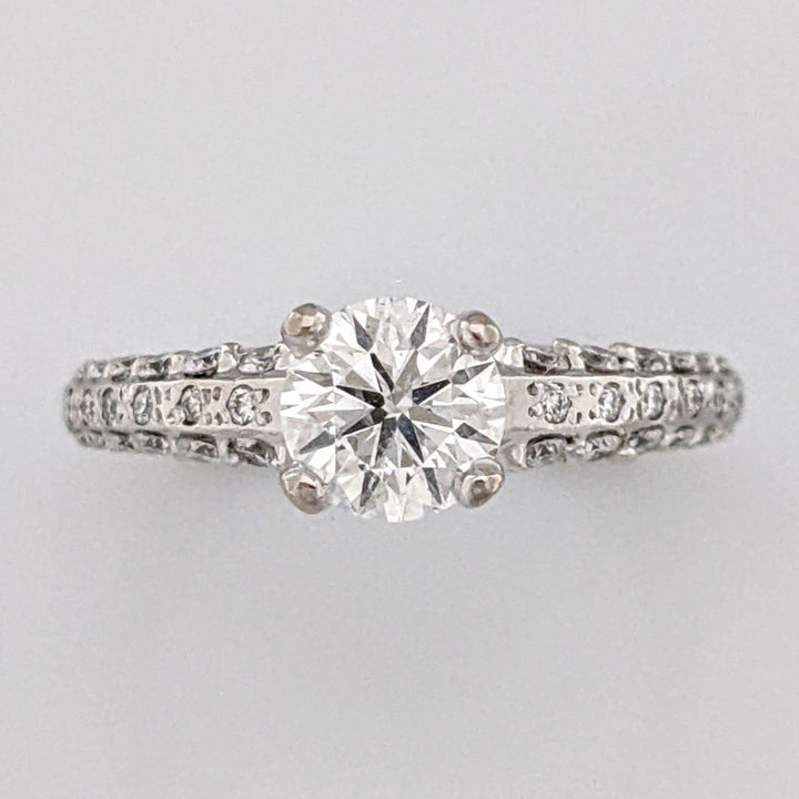 14K WHITE 1.30 CARAT TOTAL WEIGHT I1 H DIAMOND ROUND (37) ESTATE RING 4.9G