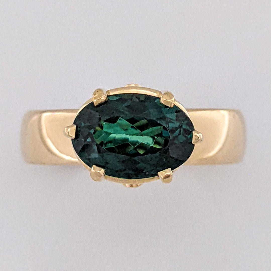14K GREEN TOURMALINE OVAL 7X10 ESTATE RING 4.9 GRAMS