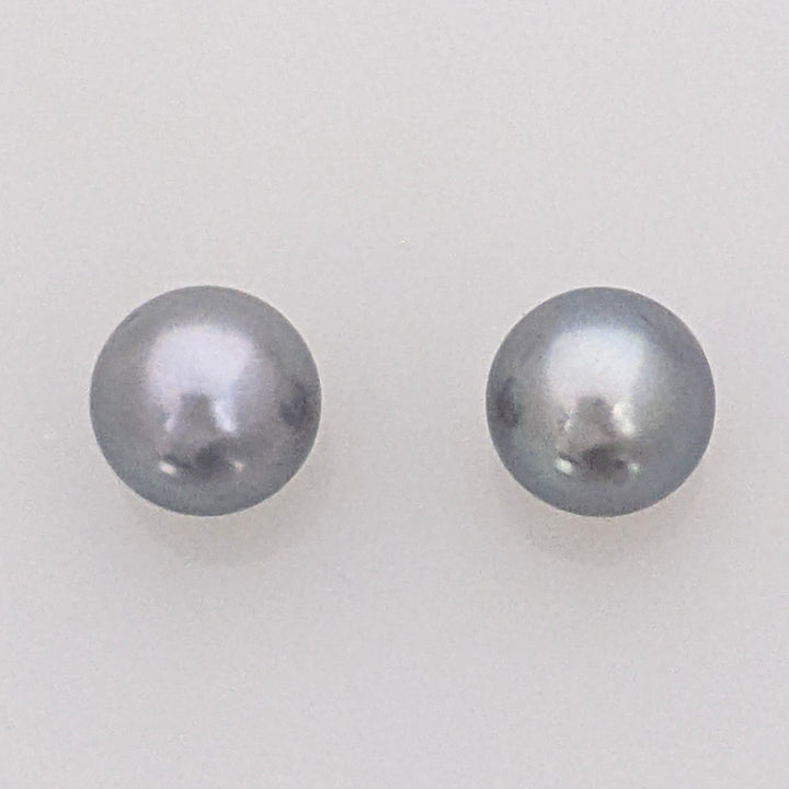 14K CULTURED PEARL DYED BLUE 7.5MM ESTATE STUD EARRINGS 2.1 GRAMS