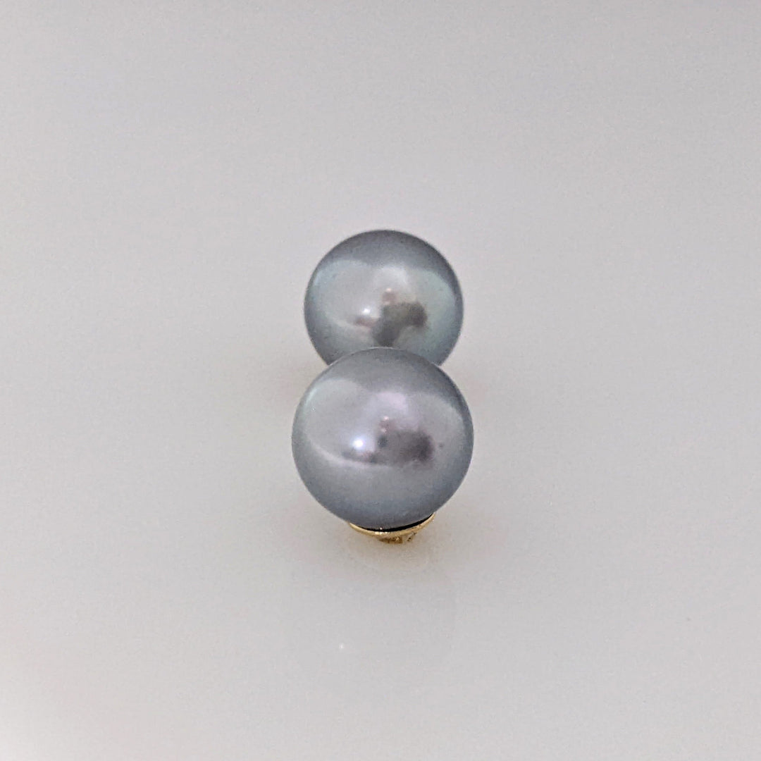 14K CULTURED PEARL DYED BLUE 7.5MM ESTATE STUD EARRINGS 2.1 GRAMS