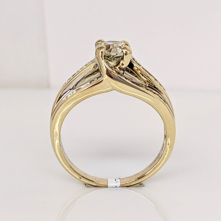 14K 1.09 CARAT TOTAL VVS1 P DIAMOND ROUND WITH .38 DIAMOND TOTAL WEIGHT 3-ROW MOUNTING ESTATE RING 7.3 GRAMS