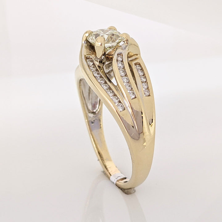 14K 1.09 CARAT TOTAL VVS1 P DIAMOND ROUND WITH .38 DIAMOND TOTAL WEIGHT 3-ROW MOUNTING ESTATE RING 7.3 GRAMS