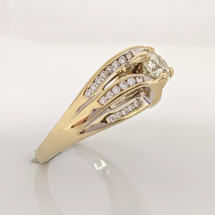 14K 1.09 CARAT TOTAL VVS1 P DIAMOND ROUND WITH .38 DIAMOND TOTAL WEIGHT 3-ROW MOUNTING ESTATE RING 7.3 GRAMS