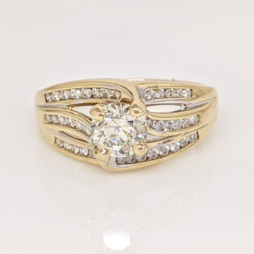 14K 1.09 CARAT TOTAL VVS1 P DIAMOND ROUND WITH .38 DIAMOND TOTAL WEIGHT 3-ROW MOUNTING ESTATE RING 7.3 GRAMS