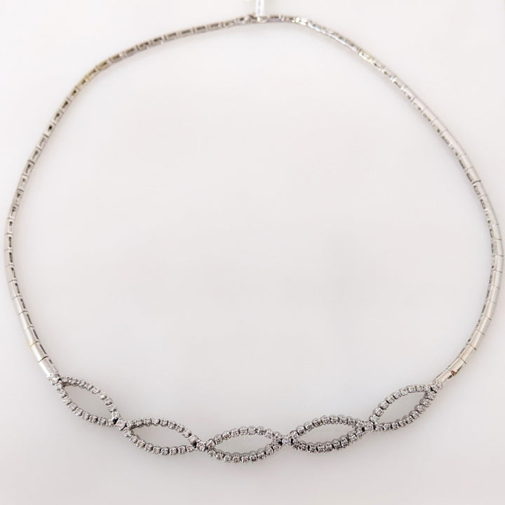 14K WHITE 1.14 CARAT TOTAL WEIGHT VS1 G DIAMOND ROUND (96) ESTATE NECKLACE 19.0 GRAMS