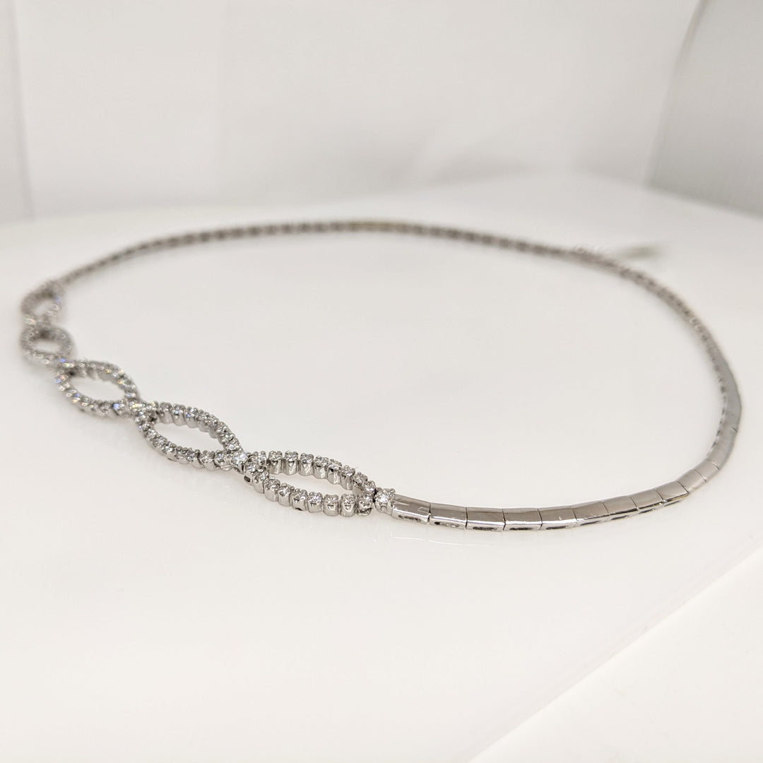 14K WHITE 1.14 CARAT TOTAL WEIGHT VS1 G DIAMOND ROUND (96) ESTATE NECKLACE 19.0 GRAMS