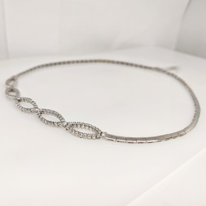 14K WHITE 1.14 CARAT TOTAL WEIGHT VS1 G DIAMOND ROUND (96) ESTATE NECKLACE 19.0 GRAMS