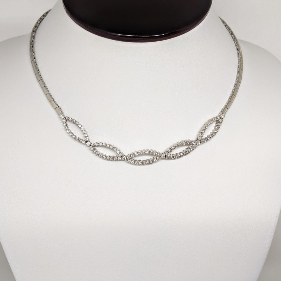 14K WHITE 1.14 CARAT TOTAL WEIGHT VS1 G DIAMOND ROUND (96) ESTATE NECKLACE 19.0 GRAMS