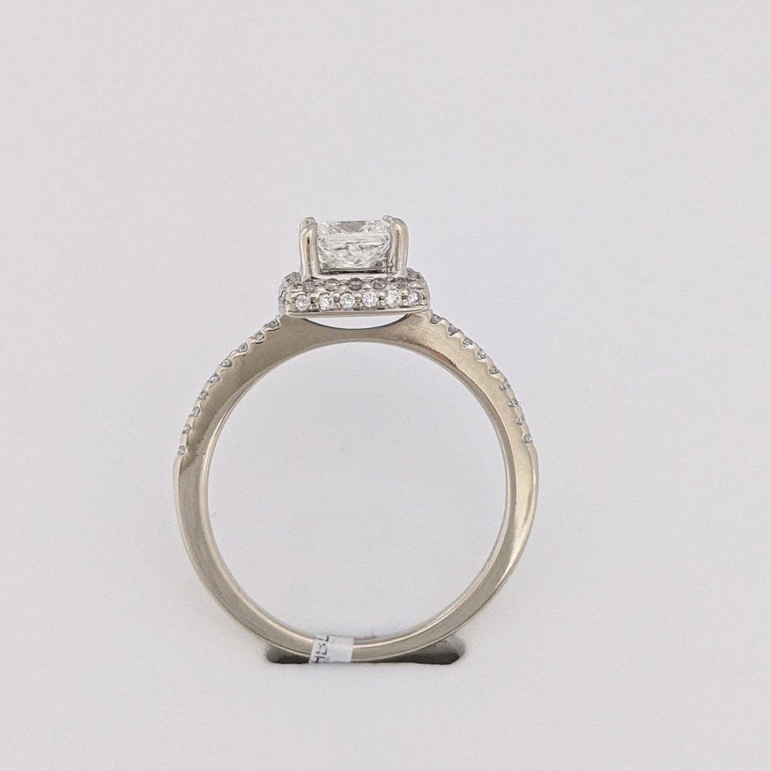 14K WHITE GOLD 1.00 CARAT TOTAL WEIGHT VS2 G DIAMOND PRINCESS CUT HALO ESTATE RING 2.6 GRAMS