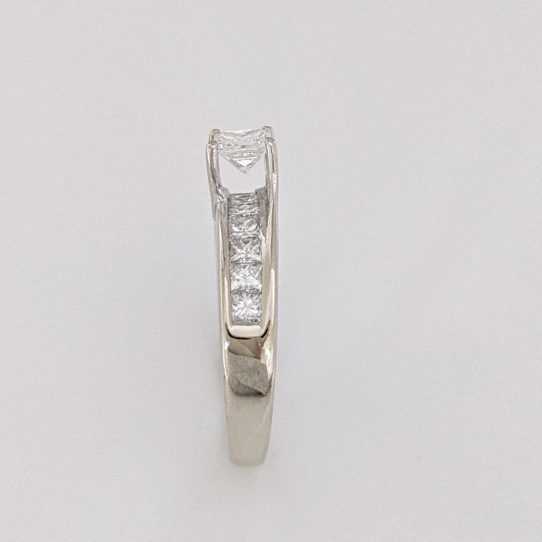 14K WHITE 1.47 CARAT TOTAL WEIGHT SI2 F PRINCESS CUT DIAMOND (12) ESTATE RING 3.7 GRAMS
