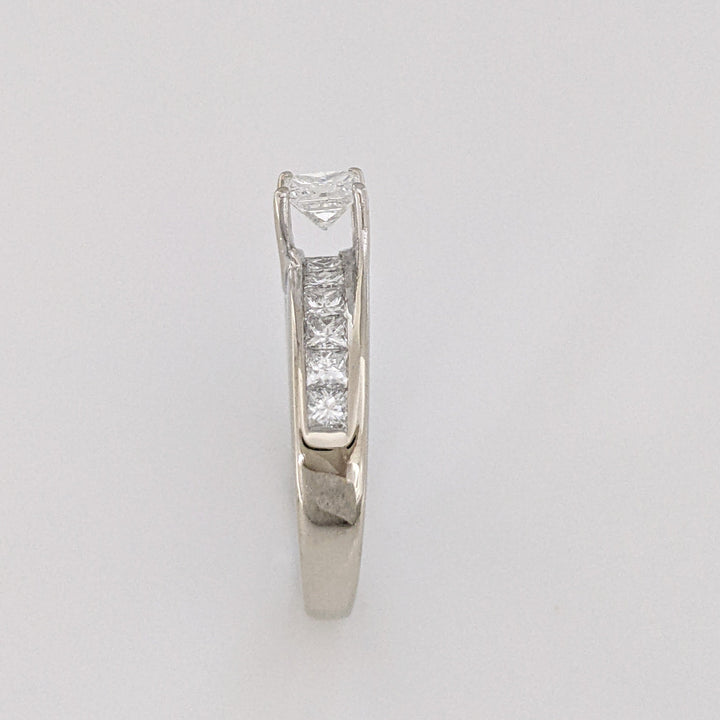 14K WHITE 1.47 CARAT TOTAL WEIGHT SI2 F PRINCESS CUT DIAMOND (12) ESTATE RING 3.7 GRAMS