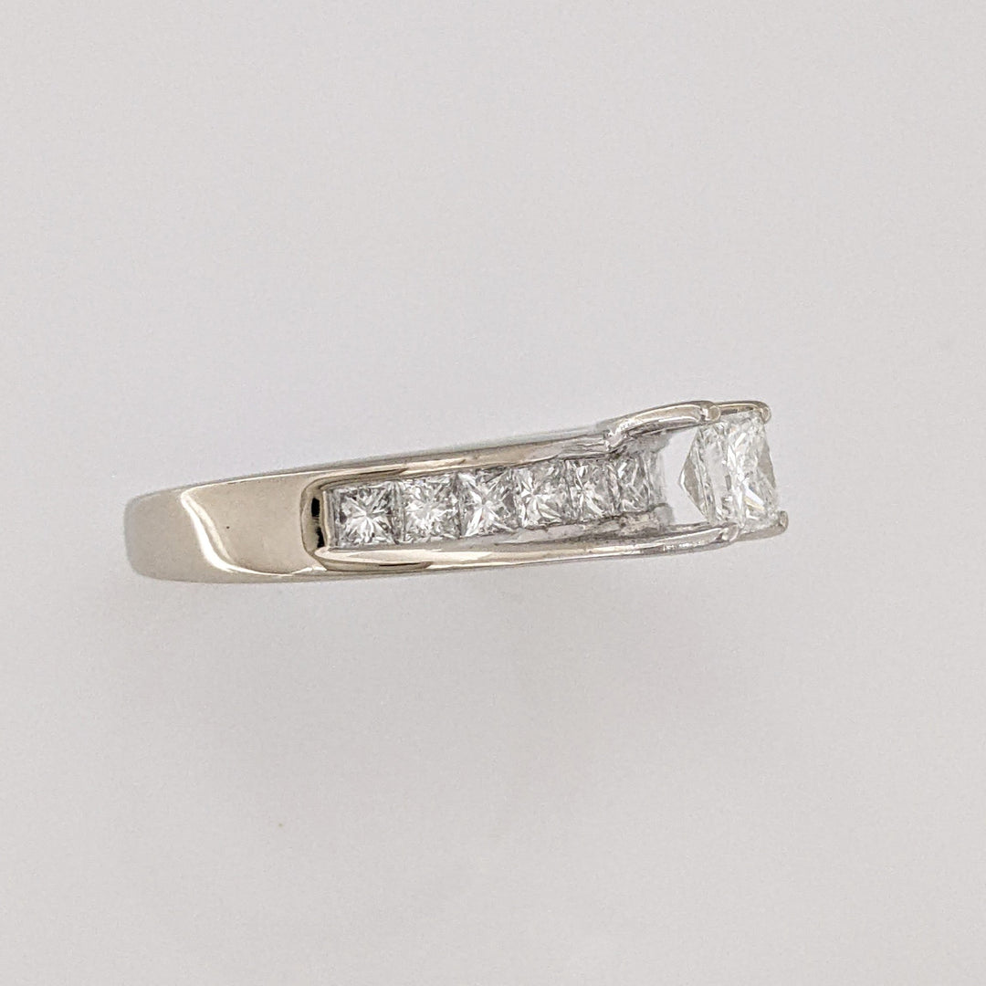 14K WHITE 1.47 CARAT TOTAL WEIGHT SI2 F PRINCESS CUT DIAMOND (12) ESTATE RING 3.7 GRAMS