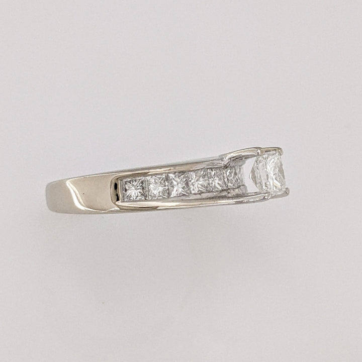 14K WHITE 1.47 CARAT TOTAL WEIGHT SI2 F PRINCESS CUT DIAMOND (12) ESTATE RING 3.7 GRAMS