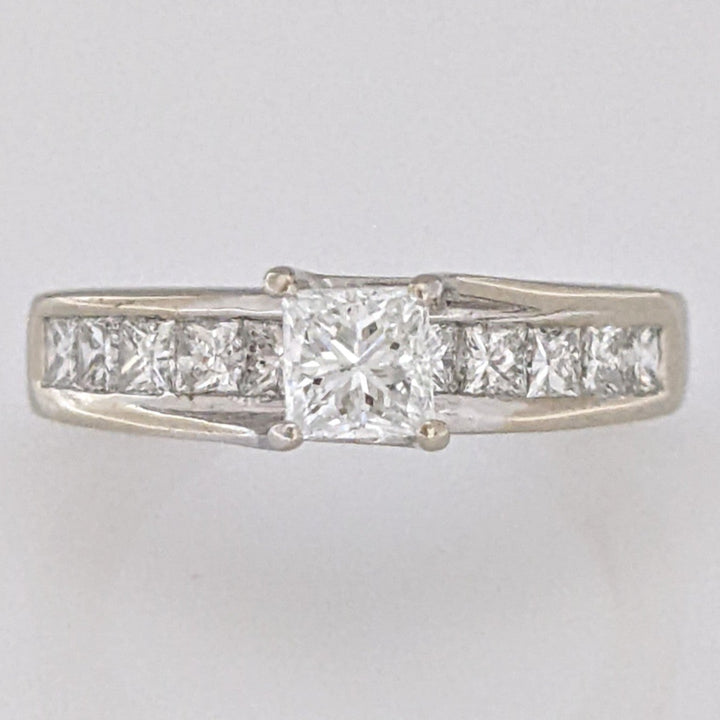 14K WHITE 1.47 CARAT TOTAL WEIGHT SI2 F PRINCESS CUT DIAMOND (12) ESTATE RING 3.7 GRAMS